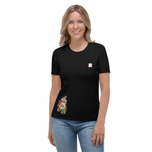 Încarcă imaginea în vizualizatorul Galerie, f Tricou Flowers Black